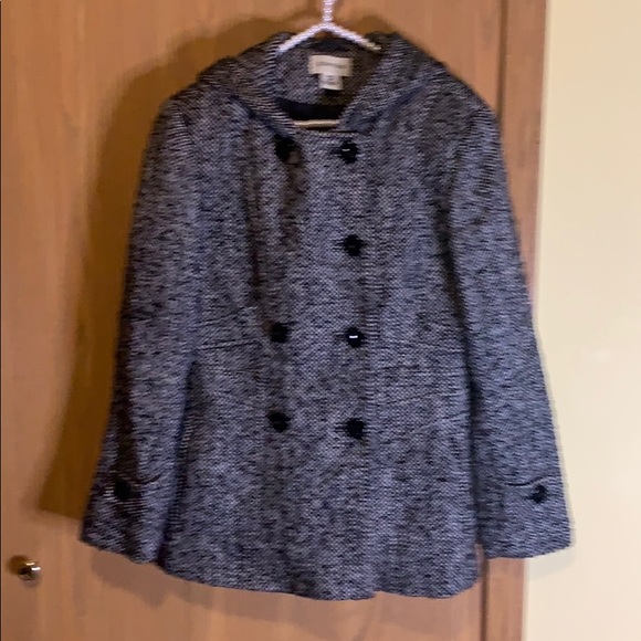 Tweed hoodie Pea Coat with spare buttons - Picture 1 of 8